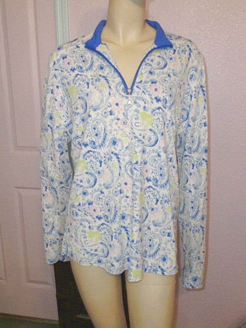 SanSoleil SolTek Ice 1/4 Zip Polo Top Womens XL Vented UPF 50+ Cooling Savannah